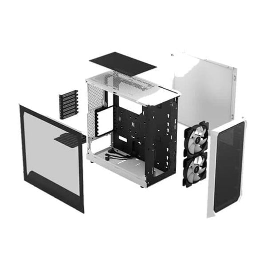FRACTAL DESIGN Focus 2 Mesh RGB Clear Tint ATX Mid Tower Cabinet (White)