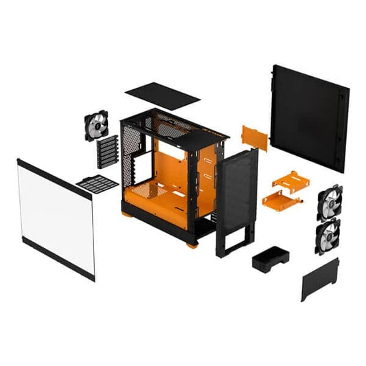 FRACTAL DESIGN Pop Air RGB Orange Core Clear Tinit ATX Mid Tower Cabinet