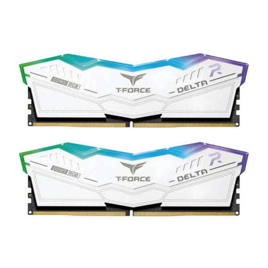 TEAMGROUP T-Force Delta RGB 64GB ( 32GBx2 ) 6000MHz DDR5 RAM ( White )