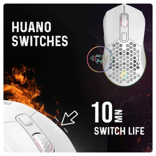 COSMIC BYTE Firestorm Wired Ergonomic RGB Gaming Mouse ( 12800DPI / 7 Macro Buttons ) ( White )