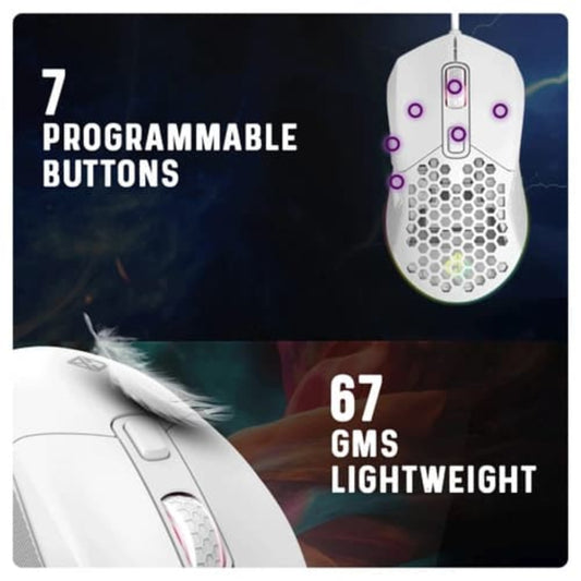 COSMIC BYTE Firestorm Wired Ergonomic RGB Gaming Mouse ( 12800DPI / 7 Macro Buttons ) ( White )