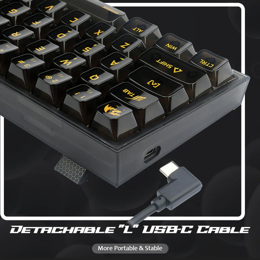 REDRAGON K617 Fizz 60% Mechanical Wired Gaming Keyboard ( Black Transparent ) ( Translucent Custom Switch )