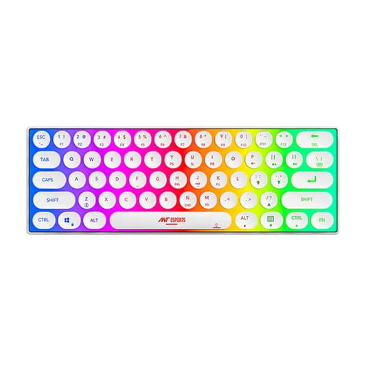 ANT ESPORTS MK1500 Mini Retro 60% Membrane Wireless Gaming Keyboard (White)