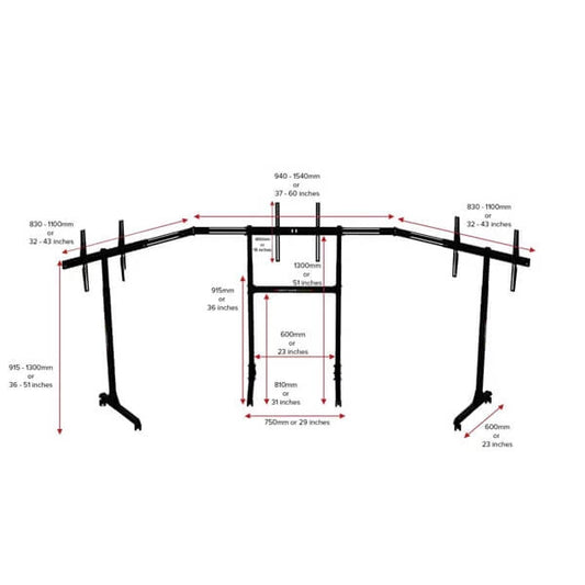 NEXT LEVEL RACING Free Standing Triple Monitor Stand