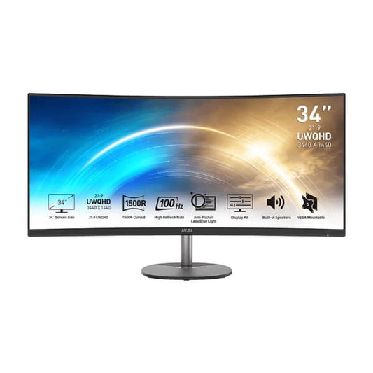 MSI Pro MP341CQ 34 Inch QHD 100Hz VA Panel 116%SRGB AMD Free Sync Business Monitor
