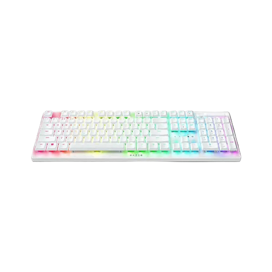 RAZER DeathStalker V2 Pro RGB Full Size Wireless + Bluetooth Low Profile Gaming Keyboard ( White ) ( Clicky Optical Purple Switch )