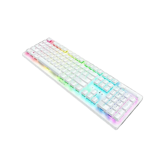 RAZER DeathStalker V2 Pro RGB Full Size Wireless + Bluetooth Low Profile Gaming Keyboard ( White ) ( Clicky Optical Purple Switch )