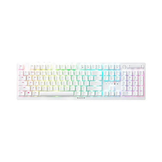 RAZER DeathStalker V2 Pro RGB Full Size Wireless + Bluetooth Low Profile Gaming Keyboard ( White ) ( Clicky Optical Purple Switch )