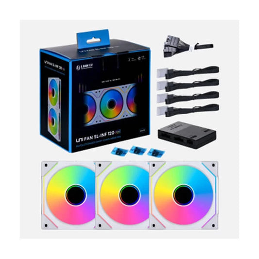LIAN LI UNI SL Infinity 120 120mm ARGB Cabinet Fan (White) (Triple Pack)