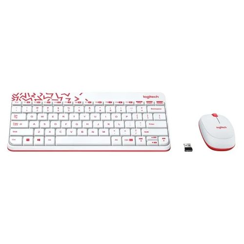 Logitech MK240 Nano Membrane Wireless Keyboard And Mouse Combo (White-Red)