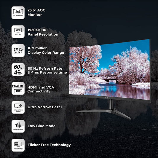 AOC C24B1H 23.6 Inch 1500R Curved LCD Gaming Monitor