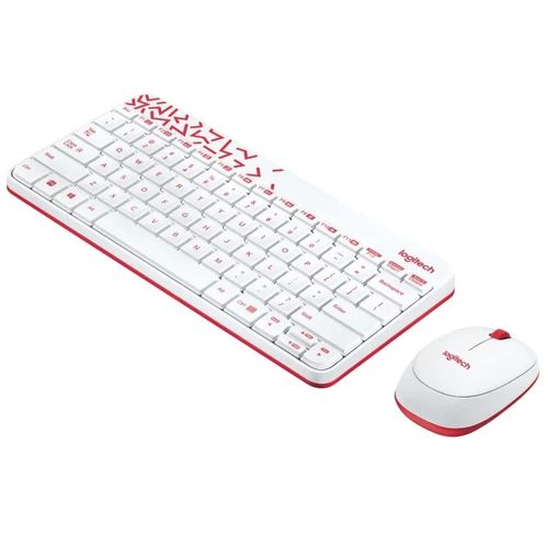 Logitech MK240 Nano Membrane Wireless Keyboard And Mouse Combo (White-Red)