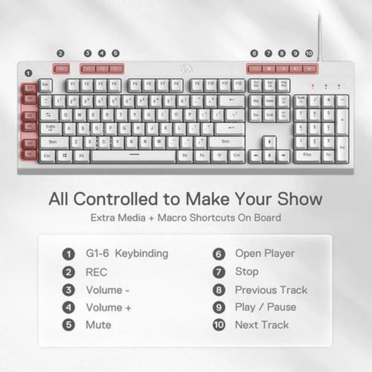 Redragon Shiva K512 RGB Backlit Membrane Gaming Keyboard (White)