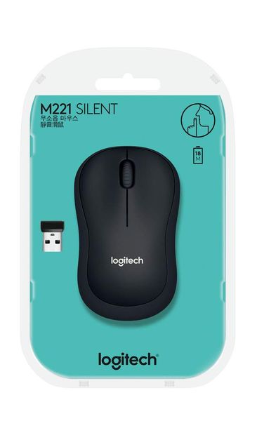 LOGITECH M221 Silent Wireless Ambidextrous Gaming Mouse ( 910-004882 ) ( 1000DPI / 3 Macro Button ) ( Black )