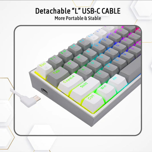 Redragon Fizz K617 60% Mechanical Gaming Keyboard (Grey & White)