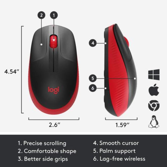 Logitech M190 Wireless Gaming Mouse (Red)