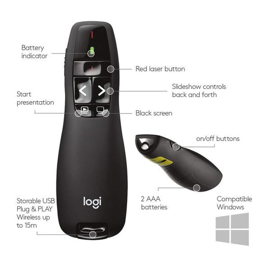 LOGITECH R400 Laser Presenter Wireless Remote ( Black )