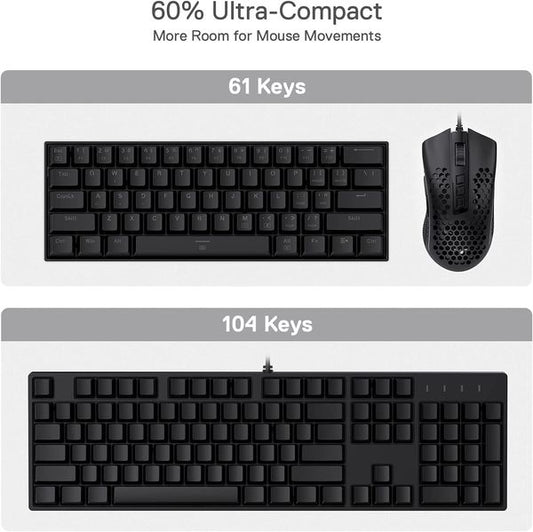 Redragon K630 Dragonborn (Red Switches) 60% Wired RGB Gaming Keyboard