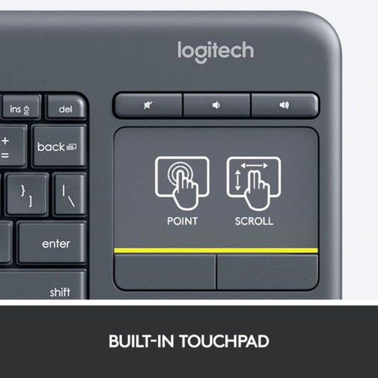Logitech K400 Plus-AP Wireless Touch Keyboard (Black)
