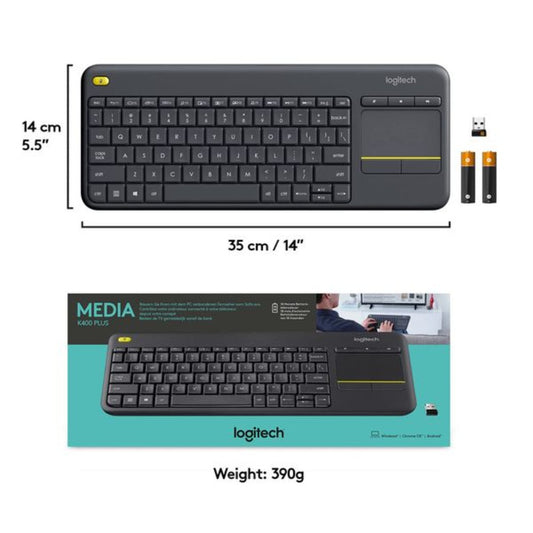 Logitech K400 Plus-AP Wireless Touch Keyboard (Black)