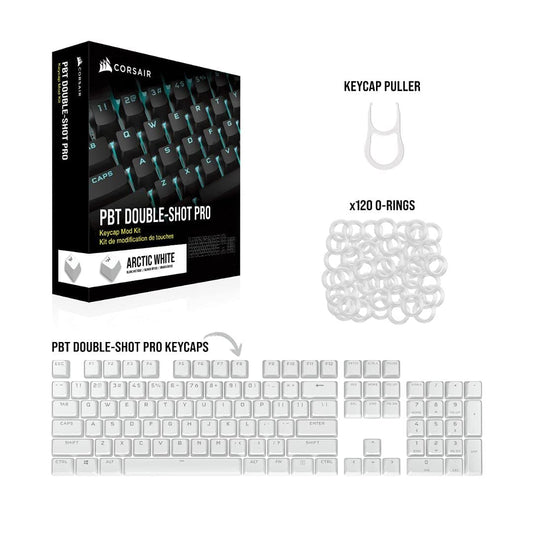 CORSAIR PBT Double Shot Pro Keycap Mod Kit (Arctic White)