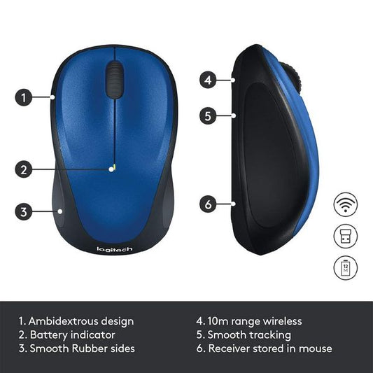 LOGITECH M235 Wireless Ambidextrous Gaming Mouse ( 1000DPI / 3 Macro Button ) ( Black )