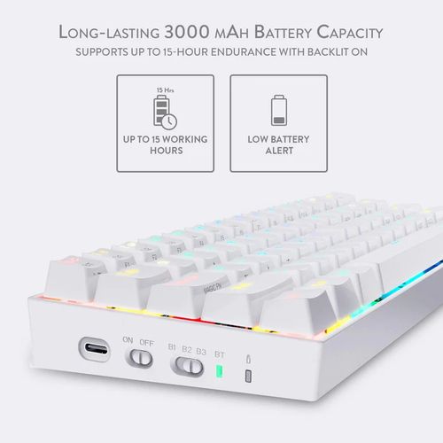 Redragon Draconic K530 RGB Wireless Mechanical Keyboard (White) (Brown Switches)