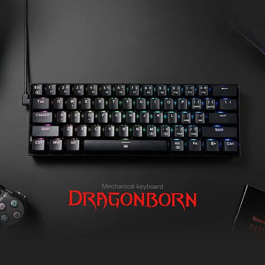 Redragon K630 Dragonborn (Red Switches) 60% Wired RGB Gaming Keyboard