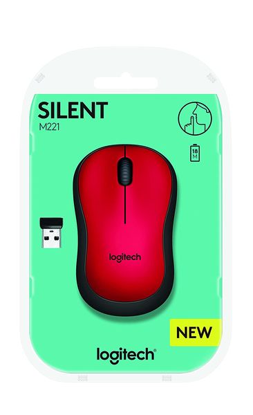 LOGITECH M221 Silent Wireless Ambidextrous Gaming Mouse Red