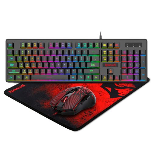 Redragon S107 3 in 1 Essential Gaming Combo (M608 3200 DPI+ K509 Mechanical Keyboard + P016 Large Mousepad)