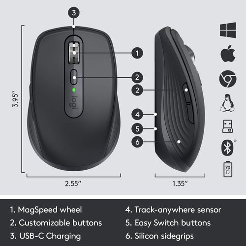 Logitech MX Anywhere 3 Wireless Gaming Mouse (Graphite)