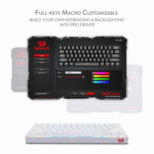 Redragon Draconic K530 RGB Wireless Mechanical Keyboard (White) (Brown Switches)