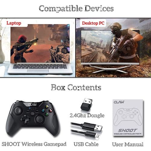 Claw Shoot Wireless 2.4Ghz USB Gamepad Controller for PC