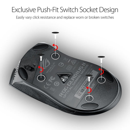 Asus ROG Gladius 2 Ergonomic Optical Gaming Mouse (Black)