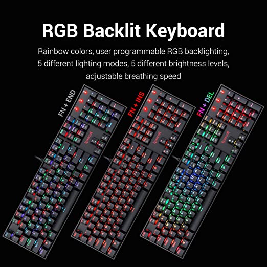 Redragon Vara K551 RGB Wired Mechanical Gaming Keyboard (Blue Switches)