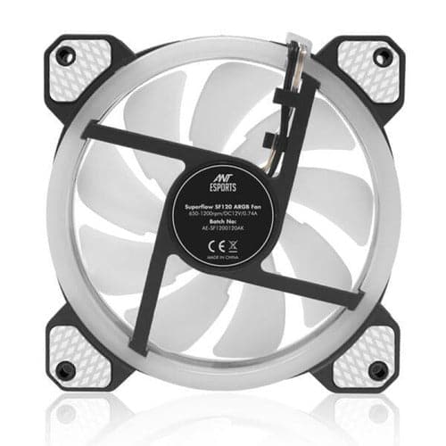 ANT ESPORTS SuperFlow V2 1200RPM 120mm Auto RGB Cabinet Fan (Black)