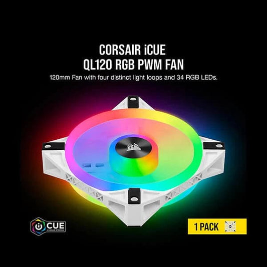 Corsair ICUE QL120 RGB Cabinet Fan (Single Pack) ( White )