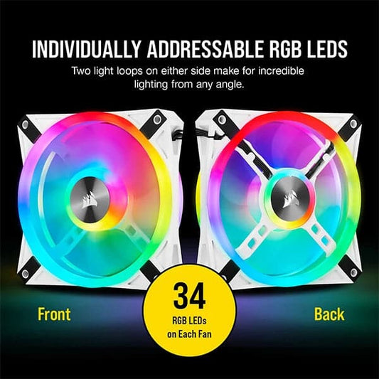 Corsair ICUE QL120 RGB Cabinet Fan (Triple-Pack) ( White )