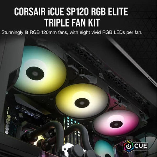 Corsair ICUE SP120 RGB Elite Cabinet Fan With Lighting Node Core (Triple Pack)