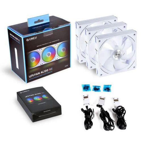 Lian Li UNI Fan AL120 120mm ARGB Cabinet Fan (Triple Pack) White