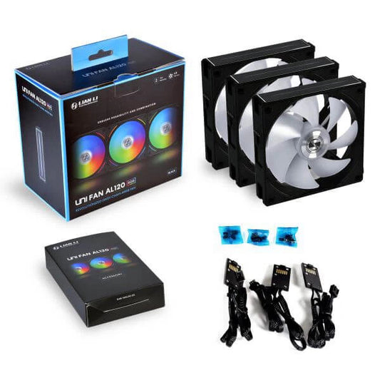 Lian Li UNI Fan AL120 120mm ARGB Cabinet Fan (Triple Pack) Black