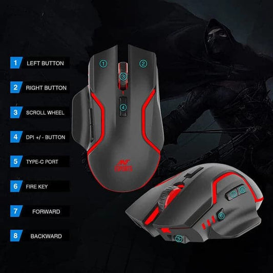 ANT ESPORTS GM320 Pro Wireless Ergonomic Gaming Mouse