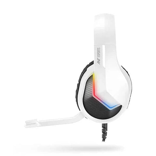 Ant Esports H1100 Pro RGB Wired Over Ear Gaming Headphones with mic Frost (White)