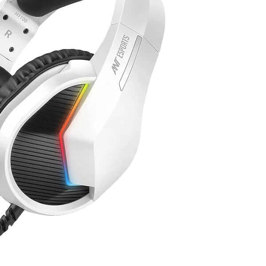 Ant Esports H1100 Pro RGB Wired Over Ear Gaming Headphones with mic Frost (White)