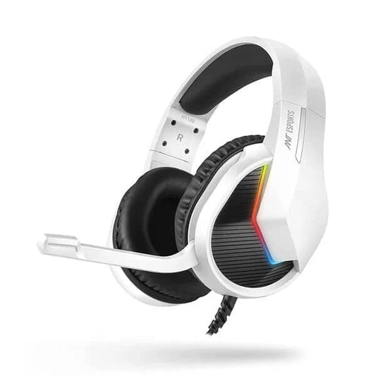 Ant Esports H1100 Pro RGB Wired Over Ear Gaming Headphones with mic Frost (White)