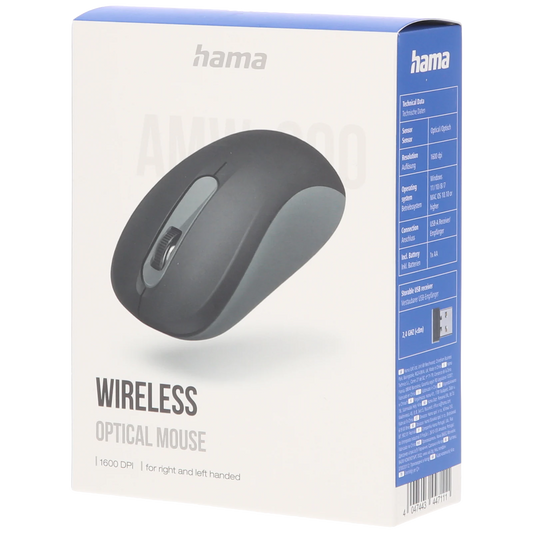 HAMA AMW-200 2.4 GHz Wireless Ambidextrous Gaming Mouse ( 1600DPI / 6 Macro Buttons ) ( Black )