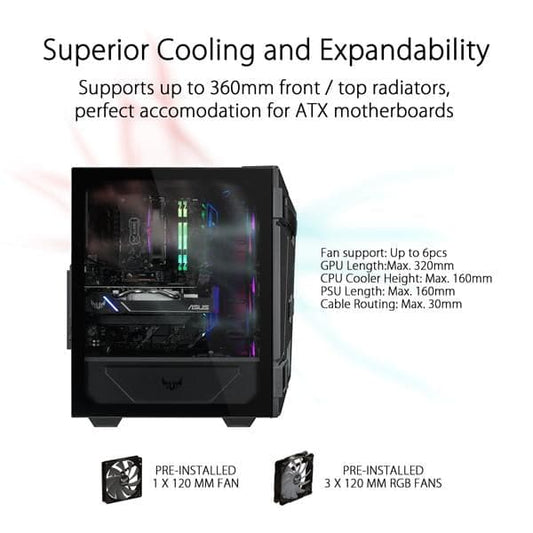 Asus TUF Gaming GT301 ARGB Mid Tower Cabinet (Black)