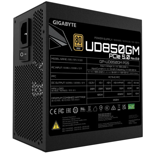 GIGABYTE UD850GM PG5 80+ Gold Fully Modular ATX 3.0 Power Supply