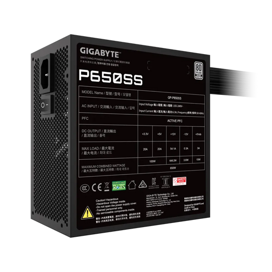 GIGABYTE P650SS 650W 80 Plus Silver Fully Modular ATX 3.0 Power Supply