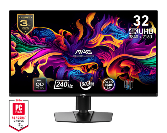 MSI MAG 321UPX QD 32 Inch 4K UHD QLED 240Hz 138.2% SRGB 0.03ms Adaptive Sync Gaming Monitor